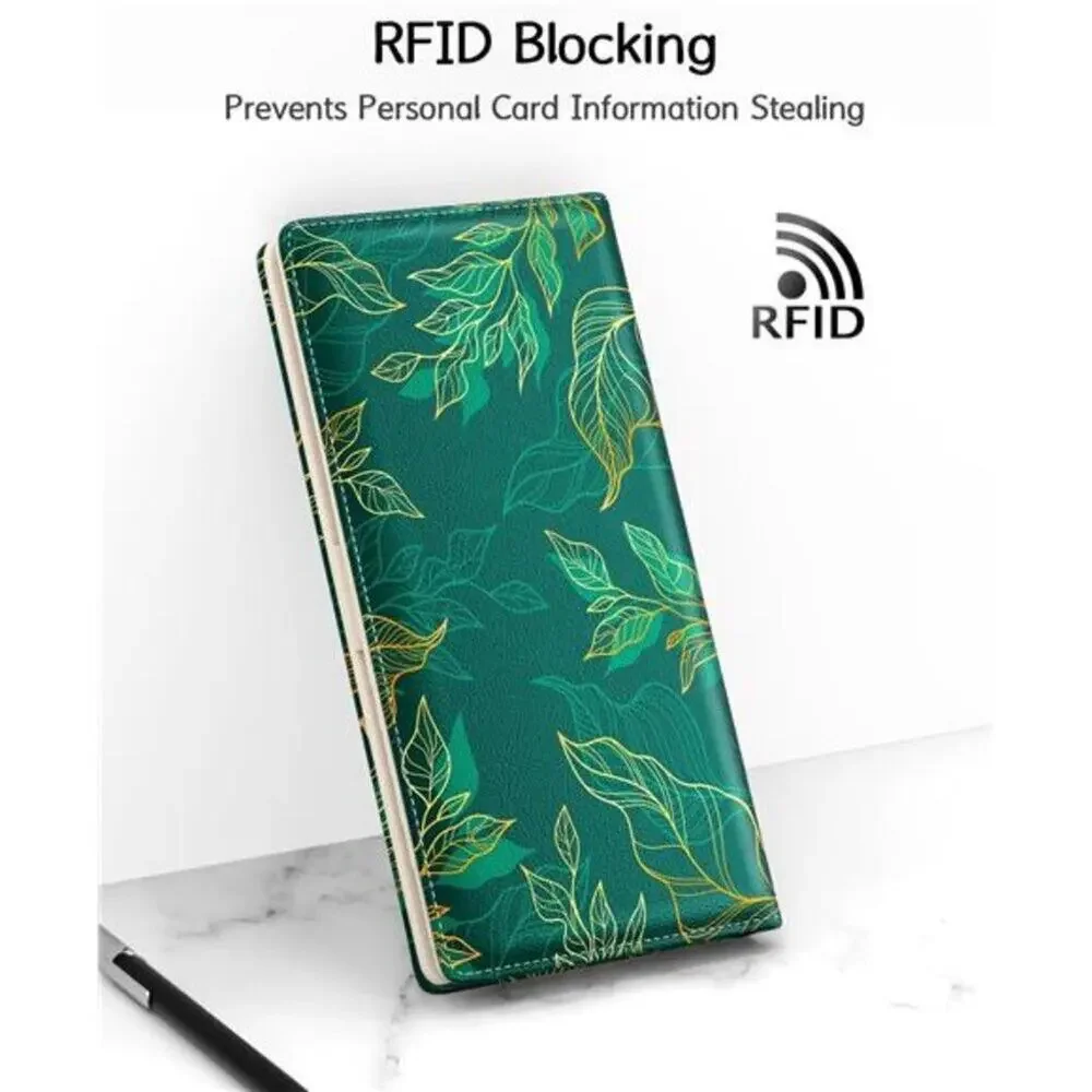 Women's Wallet, RFID Slim Wallets Green Desing - Picture 8 of 9